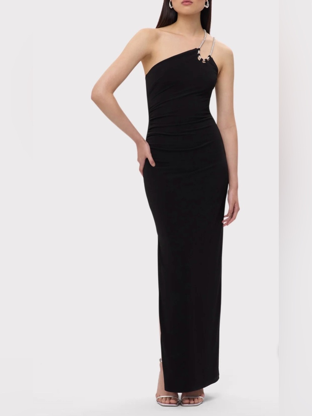 Herve Leger THE GENEVIEVE GOWN BLACK $590 NWT